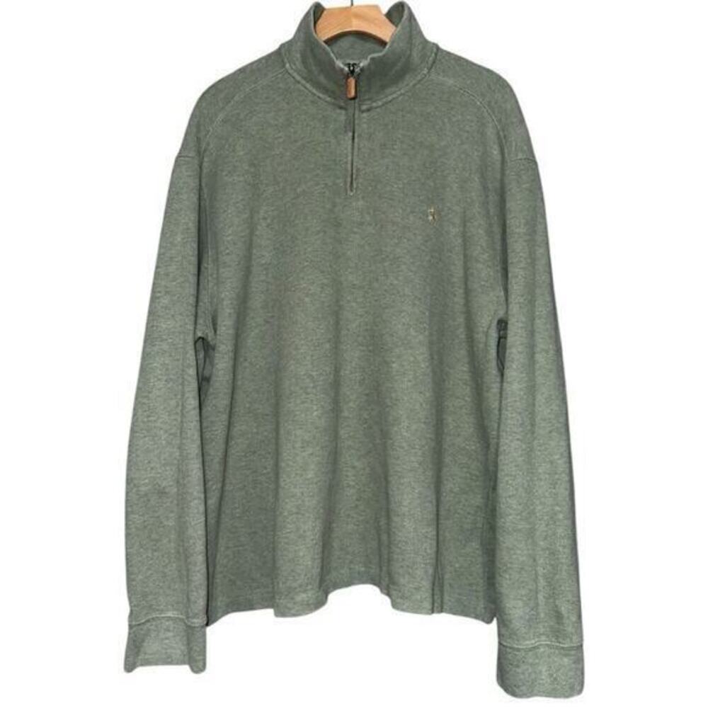 Polo Ralph Lauren Men’s Size XL Sage Green Cotton Estate Rib 1/4 Zip Sweater